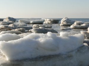 Nordseeinseln Winter Eis am Strand